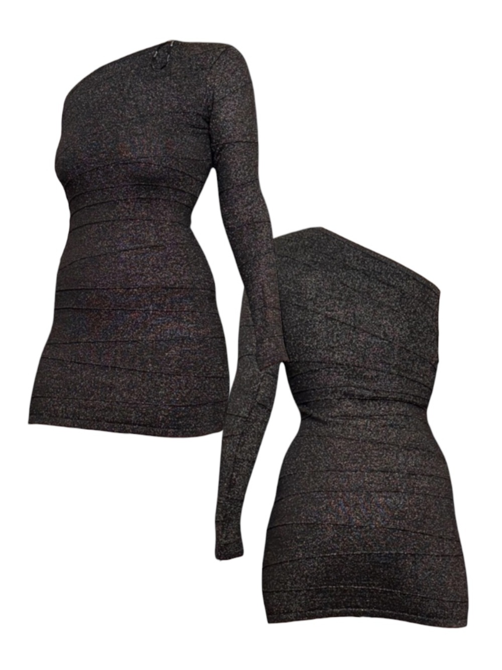Forever 21 One-Shoulder Black Glitter Bodycon Dress